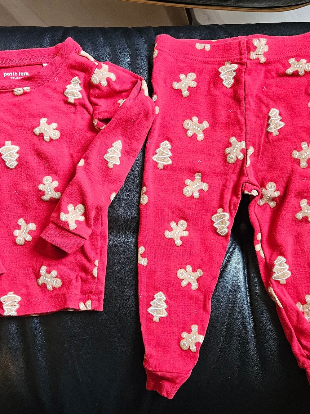 Petit Lem Red Gingerbread & Tree Pajama Set